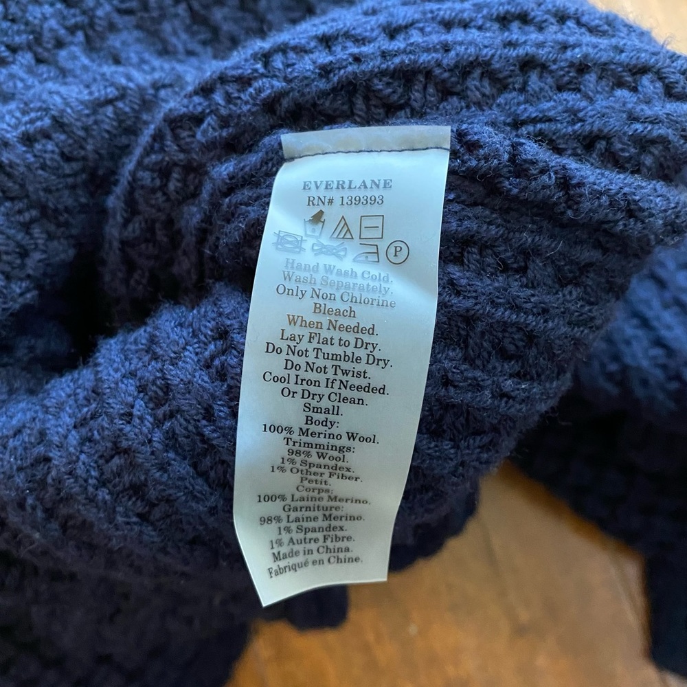 Everlane Navy Blue Waffle Knit Sweater Tunic Sz S - Picture 9 of 11